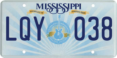 MS license plate LQY038