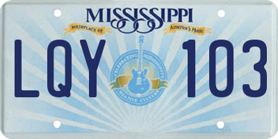 MS license plate LQY103