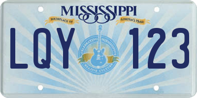 MS license plate LQY123