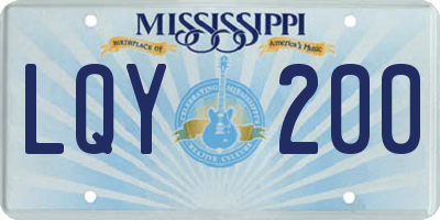 MS license plate LQY200