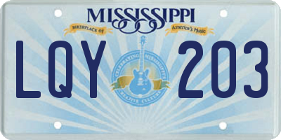 MS license plate LQY203