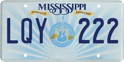MS license plate LQY222