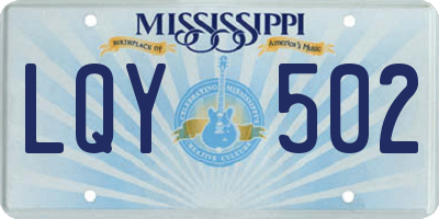 MS license plate LQY502