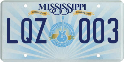 MS license plate LQZ003
