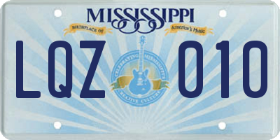 MS license plate LQZ010