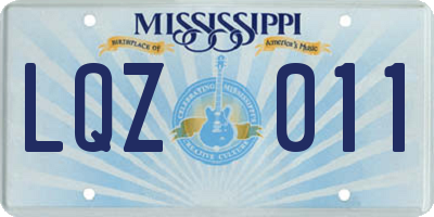 MS license plate LQZ011