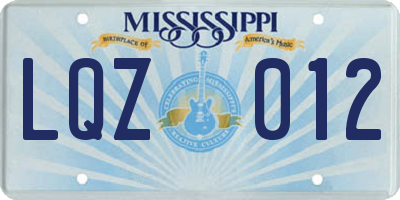 MS license plate LQZ012