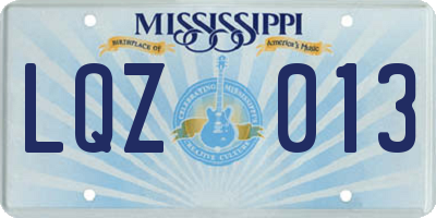 MS license plate LQZ013
