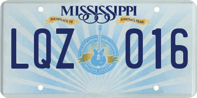 MS license plate LQZ016