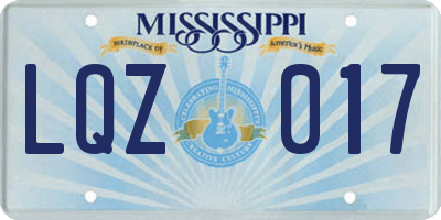 MS license plate LQZ017