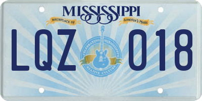 MS license plate LQZ018