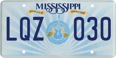 MS license plate LQZ030