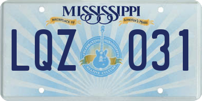 MS license plate LQZ031