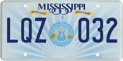MS license plate LQZ032
