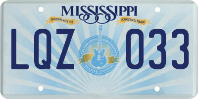 MS license plate LQZ033