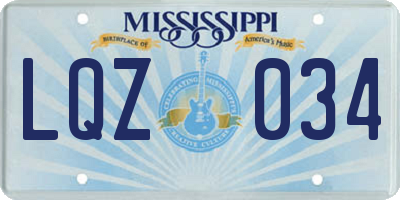 MS license plate LQZ034