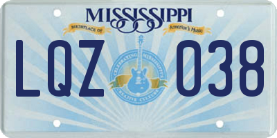 MS license plate LQZ038