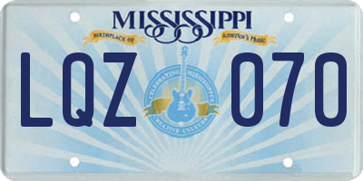 MS license plate LQZ070