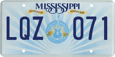 MS license plate LQZ071