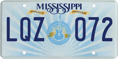 MS license plate LQZ072