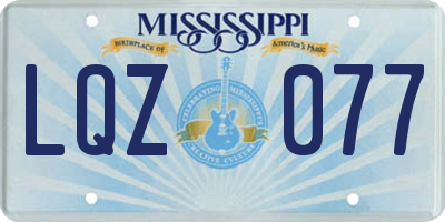MS license plate LQZ077