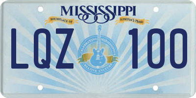MS license plate LQZ100
