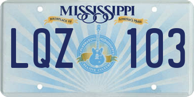 MS license plate LQZ103