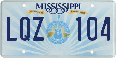 MS license plate LQZ104