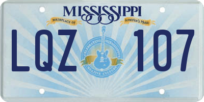 MS license plate LQZ107