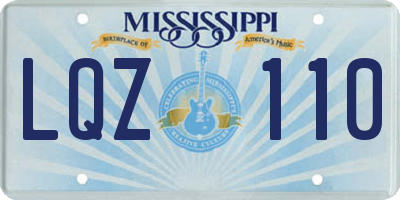 MS license plate LQZ110