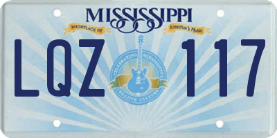 MS license plate LQZ117