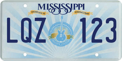 MS license plate LQZ123