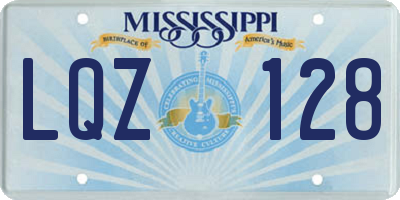 MS license plate LQZ128