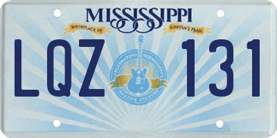 MS license plate LQZ131