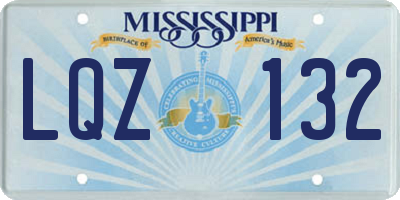 MS license plate LQZ132