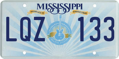 MS license plate LQZ133