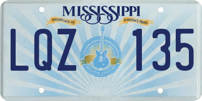 MS license plate LQZ135