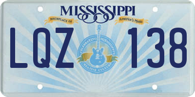 MS license plate LQZ138