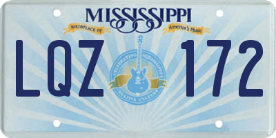 MS license plate LQZ172
