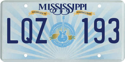 MS license plate LQZ193