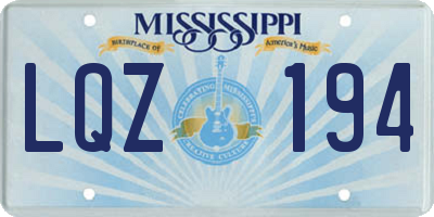 MS license plate LQZ194