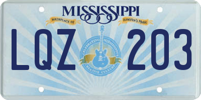 MS license plate LQZ203