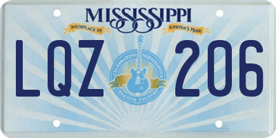 MS license plate LQZ206