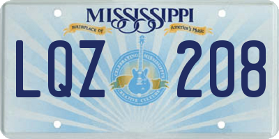 MS license plate LQZ208