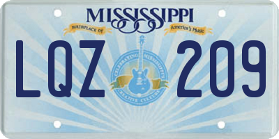 MS license plate LQZ209