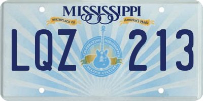 MS license plate LQZ213