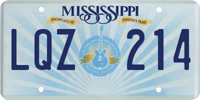 MS license plate LQZ214