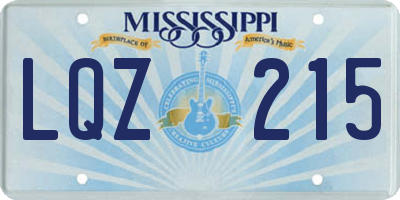 MS license plate LQZ215