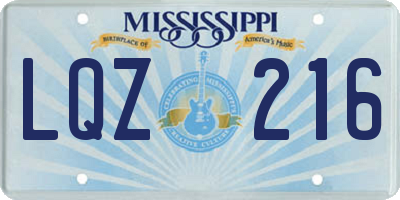 MS license plate LQZ216
