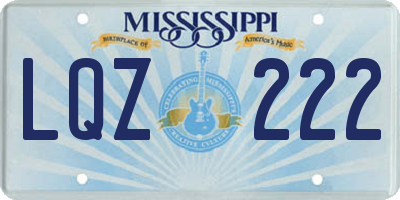MS license plate LQZ222